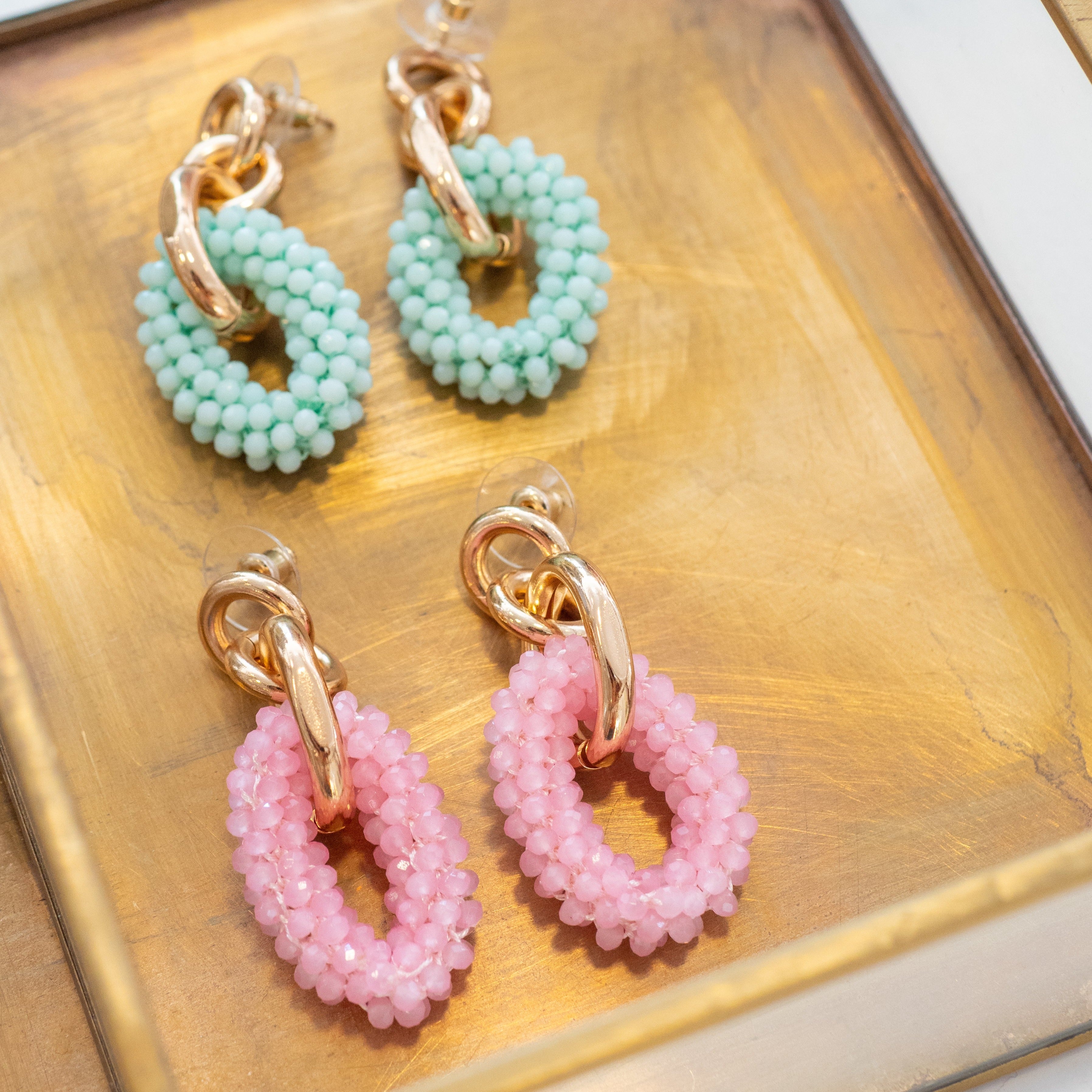 gold and pink EARRINGS