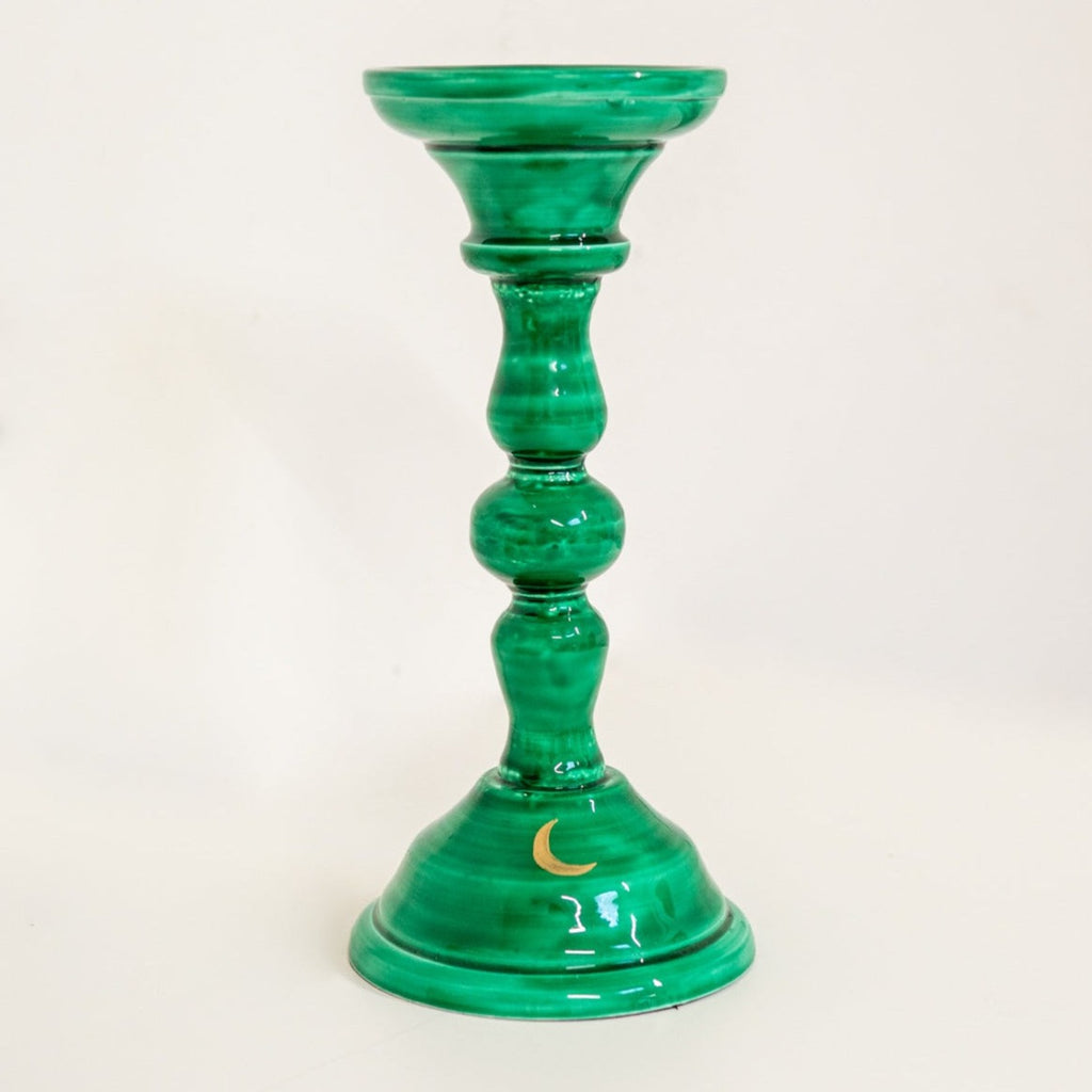 green TO THE MOON CANDLE HOLDER